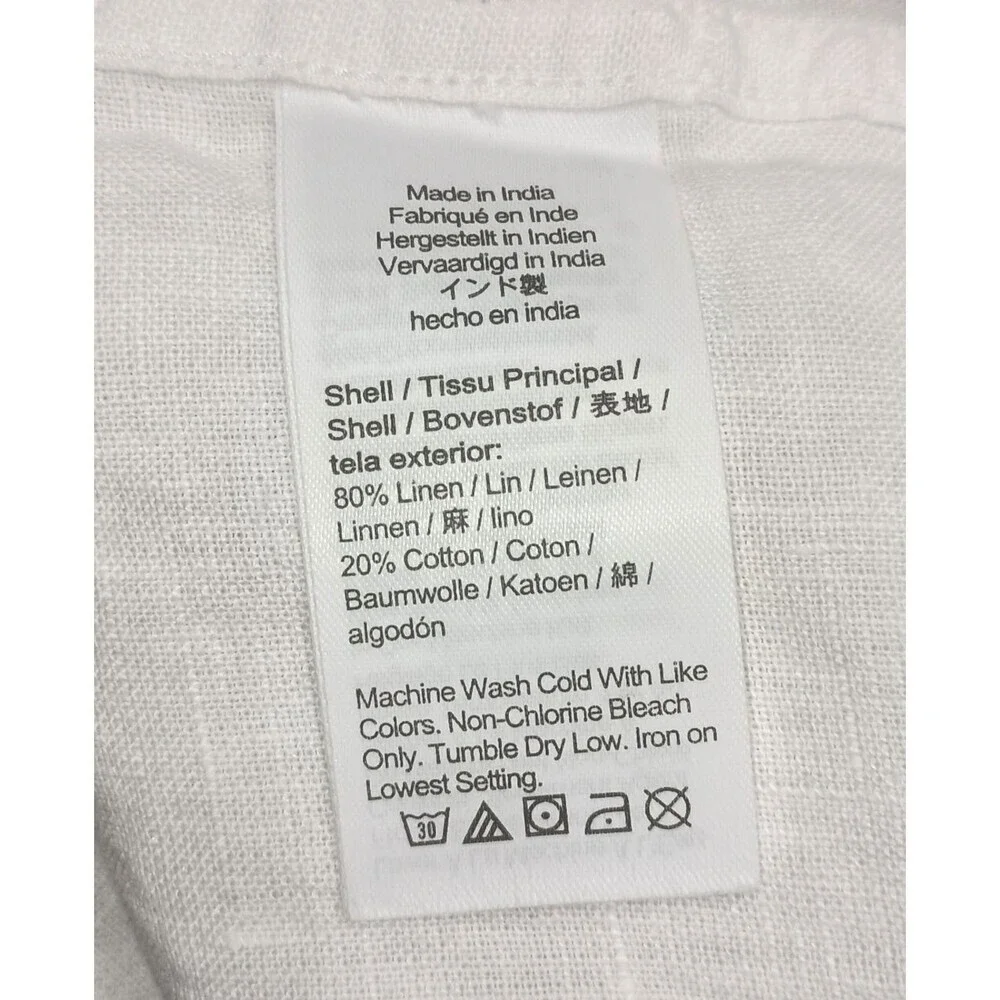 J Crew Factory Mens Medium White Linen Blend Shirt Button Down Long Sleeve